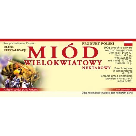 Paczka etykiet na miód wielokwiatowy (100szt) - wzór E12