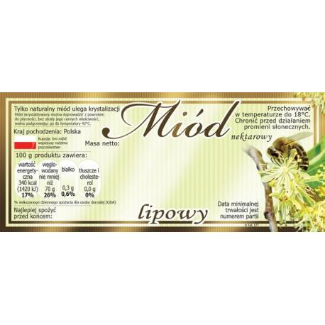 Paczka etykiet na miód lipowy (100szt) - wzór E77