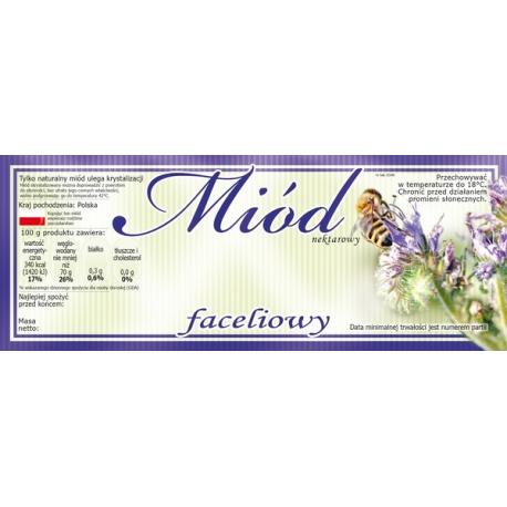 Paczka dużych etykiet na miód faceliowy (100szt) - wzór E140