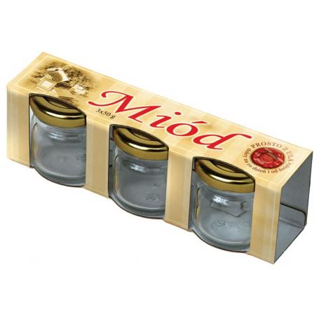 Pudełko na 3 słoiki  35 ml wraz z mini etykietkami